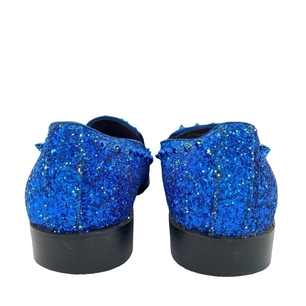After Midnight Men’s Royal Blue “Ultra Spikes” Sequined Dress Loafer Shoes - Picture 6 of 15
